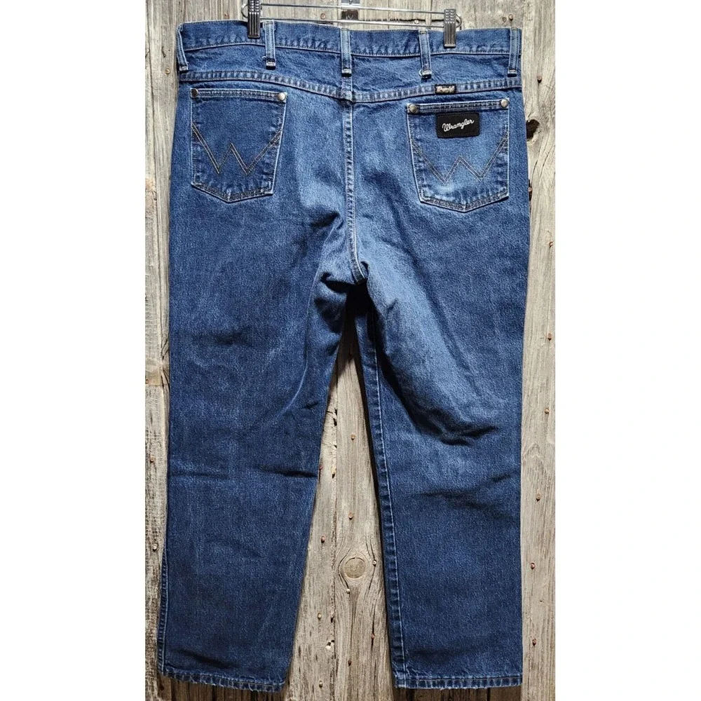 Wrangler 933SEDD Mens Regular Fit Straight Leg Jeans Medium Wash Blue 38x30